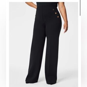 SPANX Perfect Button Wide Leg Pant in Black, Size Petite M, NWOT!!